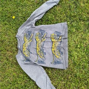 Gray Sweatshirt with Tiger Print